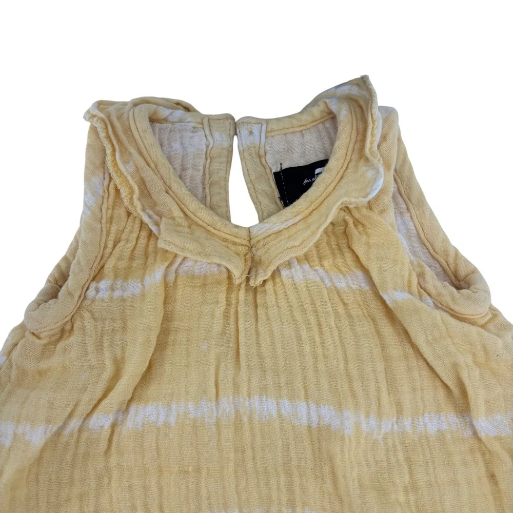 7 For All Mankind Baby Girl Yellow Tie Dye Gauze Dress Bodysuit 0-3M Sleeveless